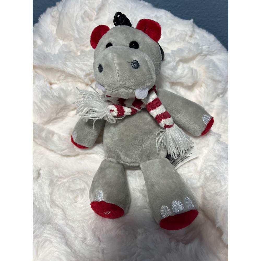 Scentsy Buddy Plush Hippo Keychain Red Scarf‎ Holiday Festive Cute Kids Toy